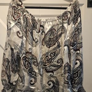 White House Silk Paisley Long Sleeve Blouse